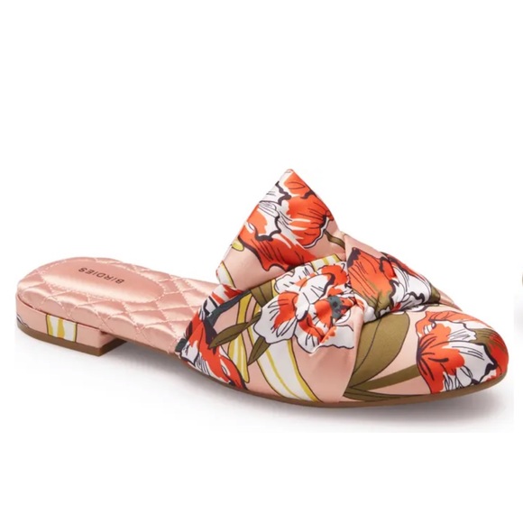 Birdies Shoes Birdies Songbird Floral Peach Satin Mules Size 1